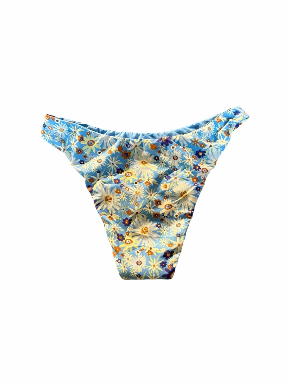 NWT Patagonia Upswell Bikini Bottoms Size M Lago Blue Floral High Cut Swim - Picture 3 of 4
